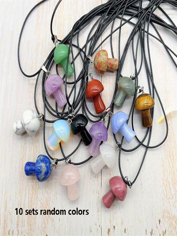 Random Colored Mushroom Shaped Stone Pendant, Fashionable DIY Jewelry Making Accessories for Necklace & Bracelet, Trendy All-match & Exquisite Jewelry for Birthday Gift