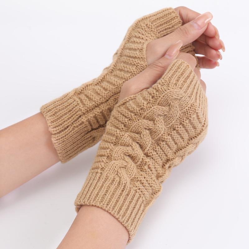 Knitted Half-finger Gloves for Women Casual Winter Warm Gloves Outdoor Sports Fingerless Gloves for Autumn and Winter Winter Outdoor Gym Accessories