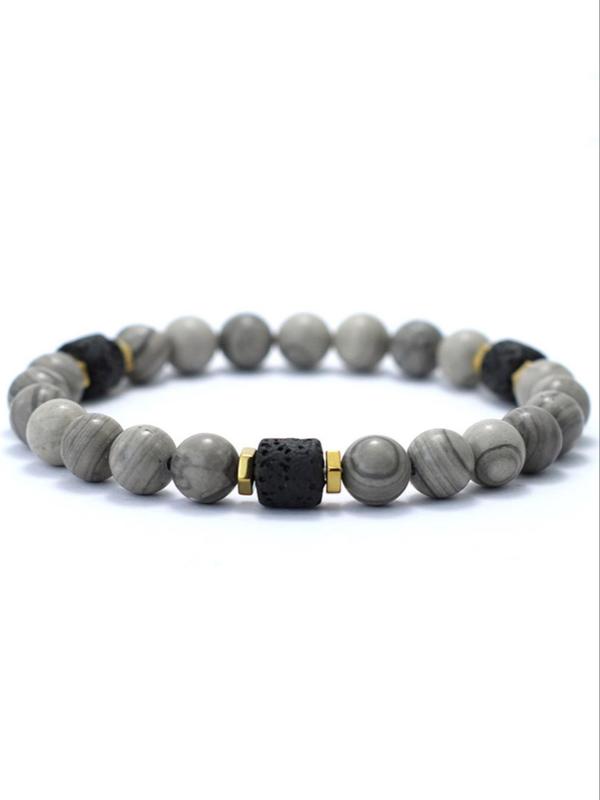 Men's Simple Style Beaded Bracelet, Fashion Matching Bracelet Jewelry for Party, Daily Clothing Decor, Trendy All-match & Exquisite Jewelry for Birthday Gift