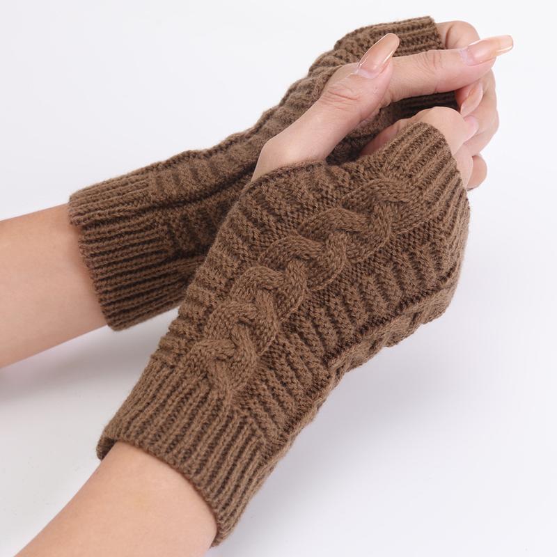 Knitted Half-finger Gloves for Women Casual Winter Warm Gloves Outdoor Sports Fingerless Gloves for Autumn and Winter Winter Outdoor Gym Accessories