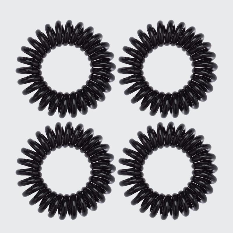 Spiral Hair Ties 4 Pc - Black