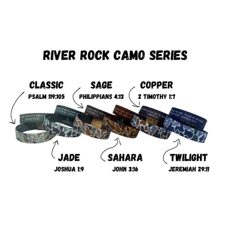 River Rock Camo Series - 6 Unique Designs   Verses in 5 Sizes