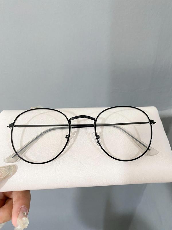 1 Pair Unisex Simple Style Plain Color Round Frame Eyeglasses for Daily Use, Fashion Casual Eyeglasses, Trendy Eyeglasses for Outside Activities