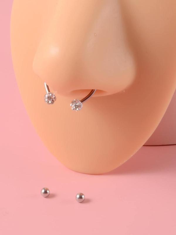 Body No Piercing Jewelry, Magnetic Nose Rings with Rhinestone Decorated Replacement Head, Magnetic Nose Cuff for Men & Women Fall