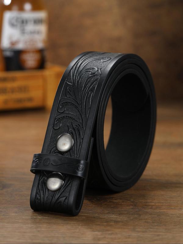 Men's Vintage Leaf Print PU Buckle Belt, Western Style Belt, Fashionable Waistband for Jeans Pants, Fashion Clothes Accessories