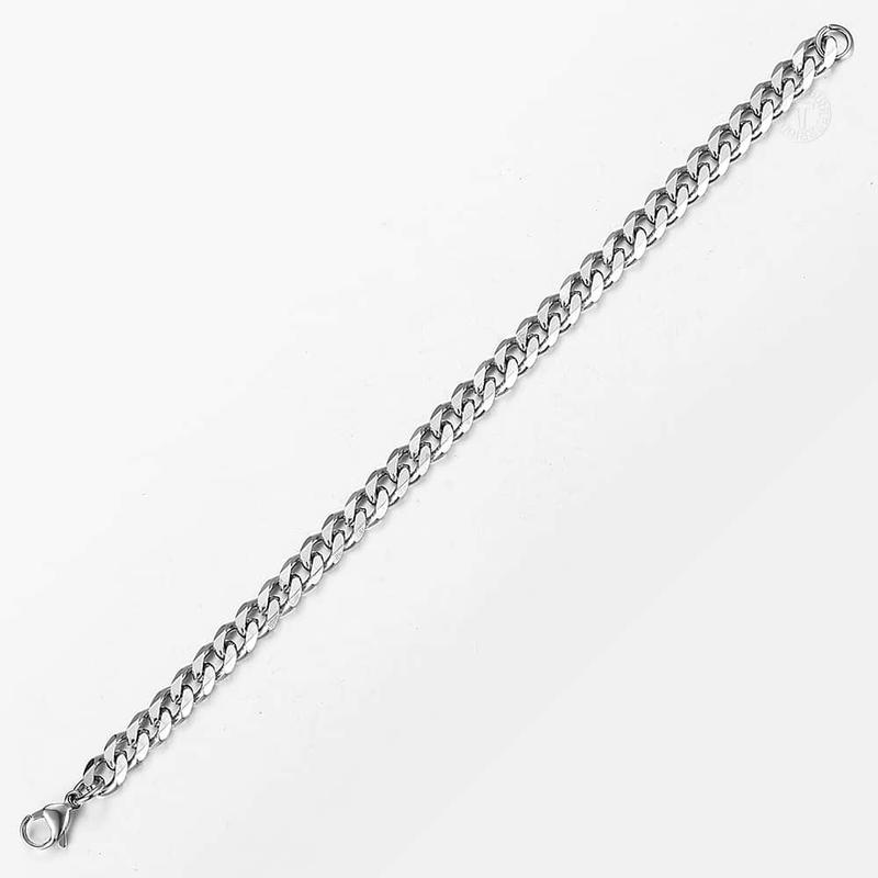 5MM Stainless Steel Curb Cuban Chain Necklace Bracelet Silver Color Jewelry Set for Men Women