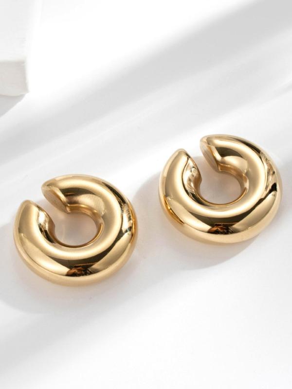 Women's Simple Style C-shaped Plain Color Earrings, Casual Trendy Ear Cuff, Fashionable Matching Jewelry for Daily & Party Decoration