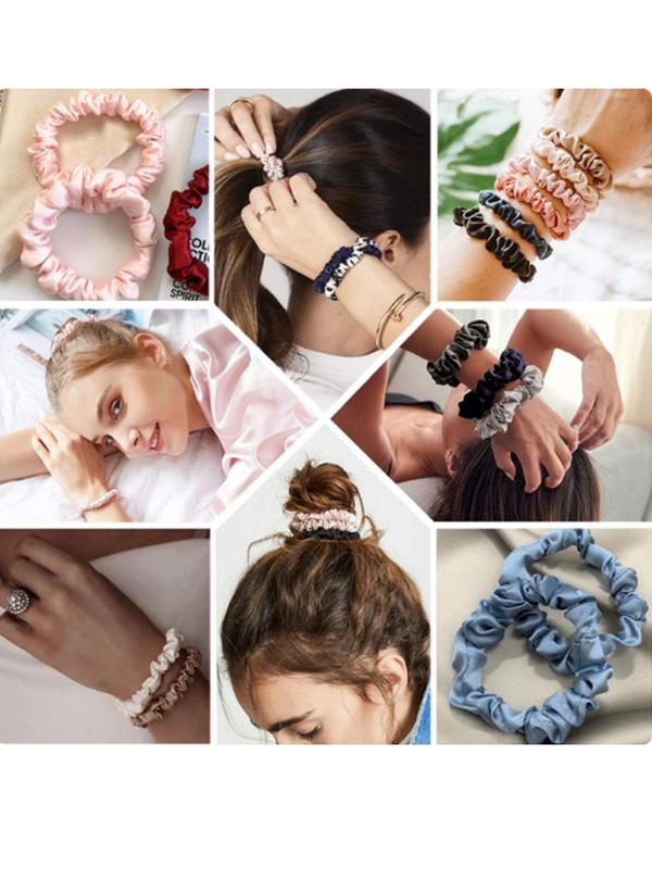 Solid Ruched Hair Tie, Elastic Scrunchie, Hair Accessories for Women & Girls, Minimalist Headwear Suitable for Thick Hair, Fashion Hair Accessories for Party