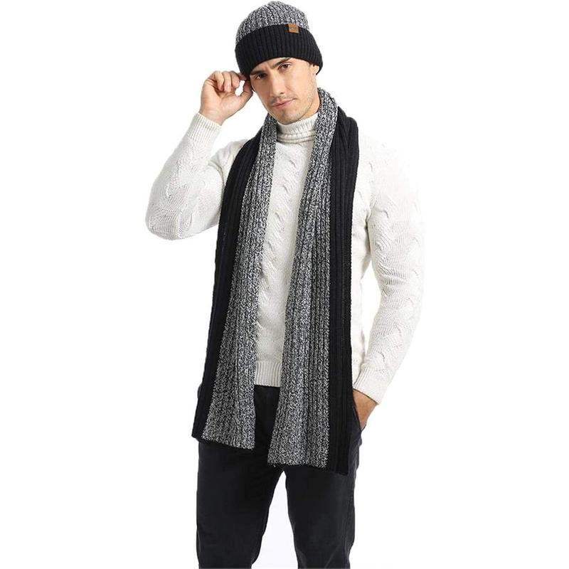 Winter Hats Scarf for Men with Touchscreen Gloves Warm Men's Scaves and Beanie Hat Themal Gloves Set for Men Women