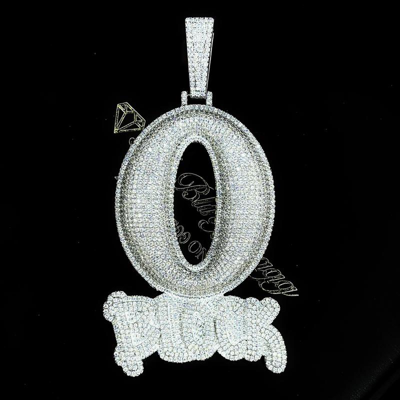 0 Block Iced Out CZ Bling Full Paved Men's Women Hip Hop Pendant Rapper Jewelry Gift