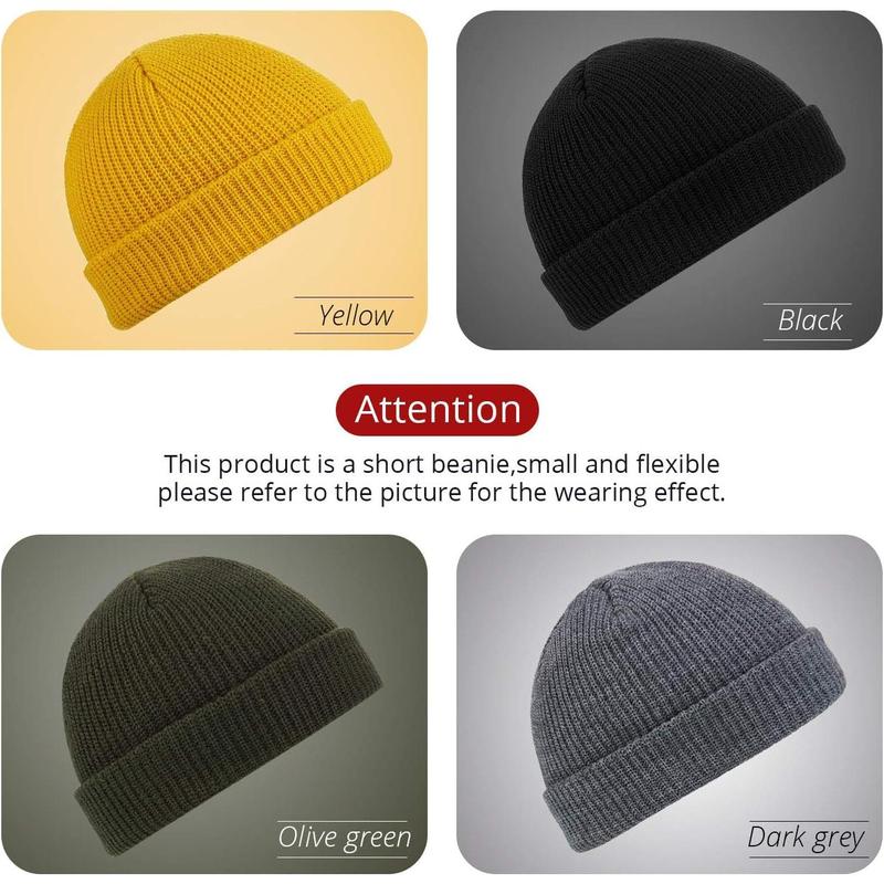 4 Pieces Trawler Beanie Watch Hat Roll up Edge Skullcap Fisherman Beanie Unisex