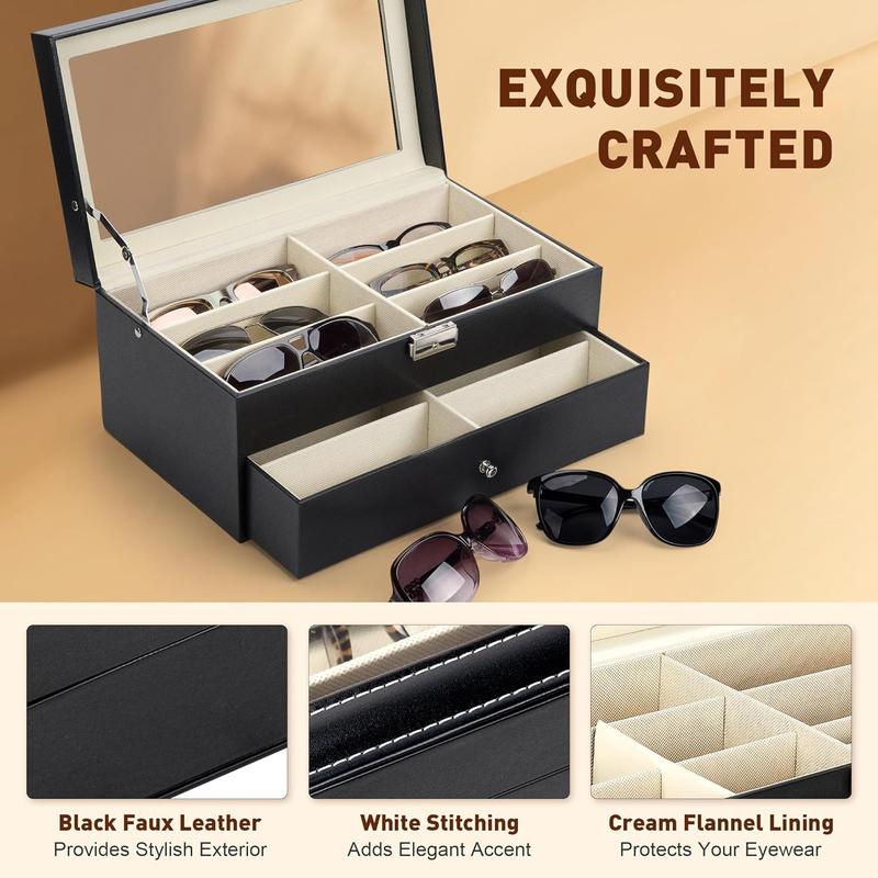 [Limited time deal] Sunglasses Organizer with 12 Slots, Multiple Eyeglasses Eyewear Display Case for Women Men, Sunglass Glasses Storage Box