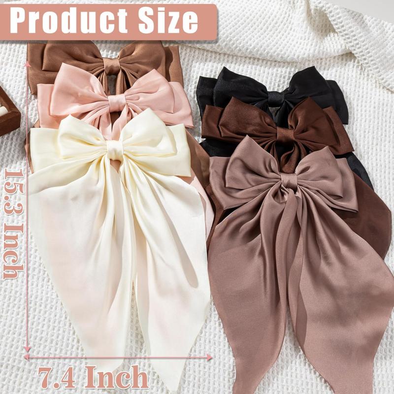 6 pk Hair Bows, Big Bows for Girls and Women, Hair Ribbons