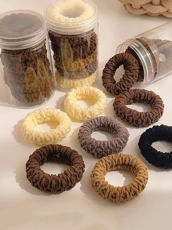 Solid Color Hair Tie Set, Casual Simple Hair Accessories for Women & Girls, Minimalist Headwear Suitable for Thick Hair