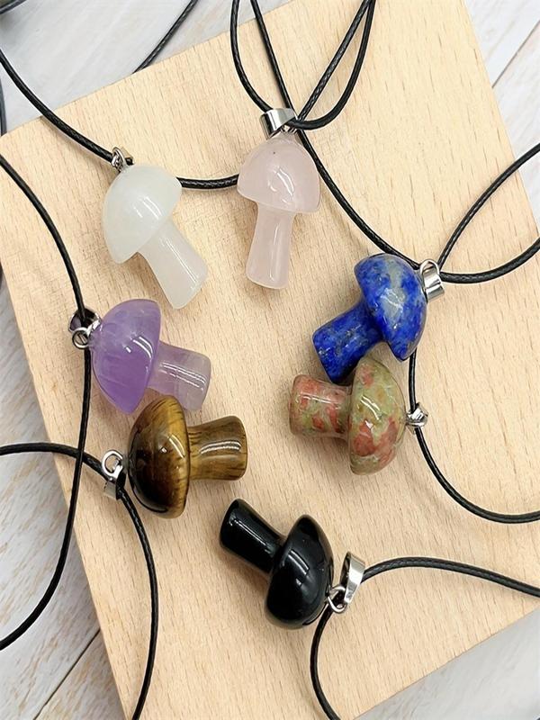 Random Colored Mushroom Shaped Stone Pendant, Fashionable DIY Jewelry Making Accessories for Necklace & Bracelet, Trendy All-match & Exquisite Jewelry for Birthday Gift