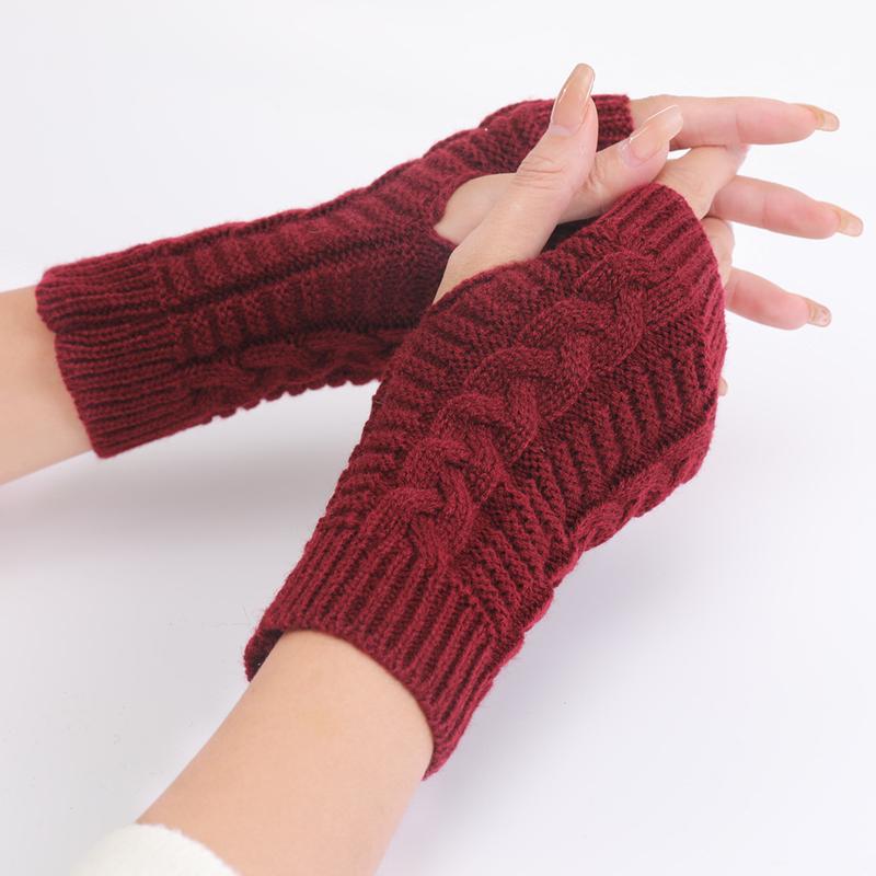 Knitted Half-finger Gloves for Women Casual Winter Warm Gloves Outdoor Sports Fingerless Gloves for Autumn and Winter Winter Outdoor Gym Accessories