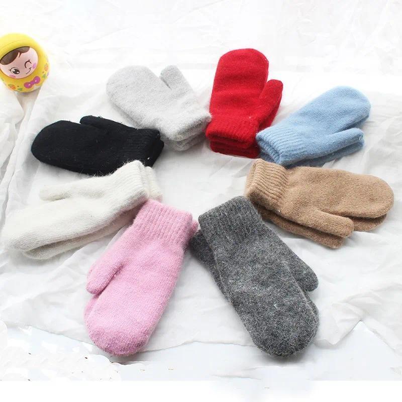 1pair Women Winter Keep Warm Plush Gloves Elasticity Soft Full Fingers Mittens Imitation Rabbit Fur Knitted Girls Fashion Gloves