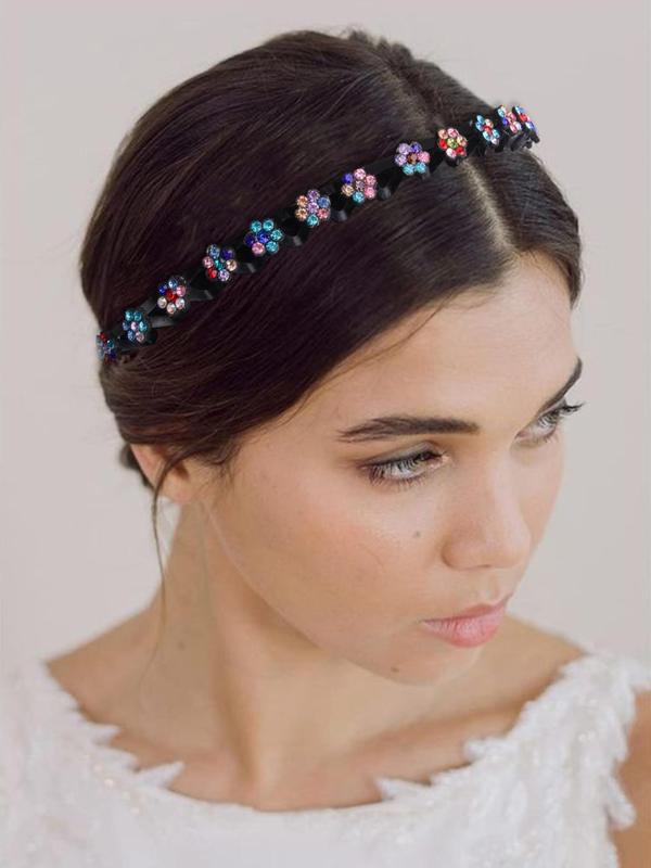 Rhinestone Flower Decorated Hair Hoop, Non-slip Hair Hoop for Women and Girls, Fashion Hair Accessories for Party and Daily Life