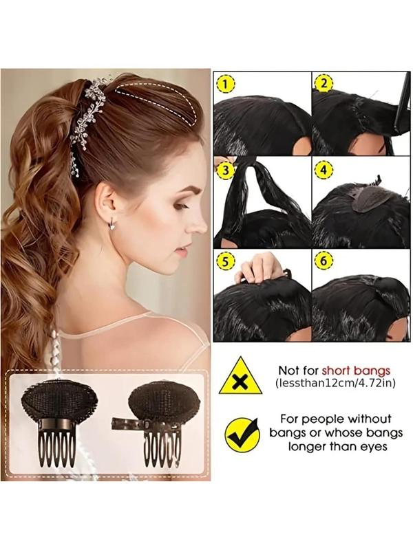 2pcs Sponge Hair Bangs Bump Up Hair Cushion Pads, Volume Inserts With Invisible Comb And Clips, Hair Styling Tool For Women