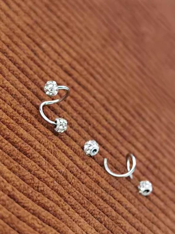 1 Pair Rhinestone Decorated Stud Earrings, S-shaped Screw Design Earrings, Fashion Accessories for Women