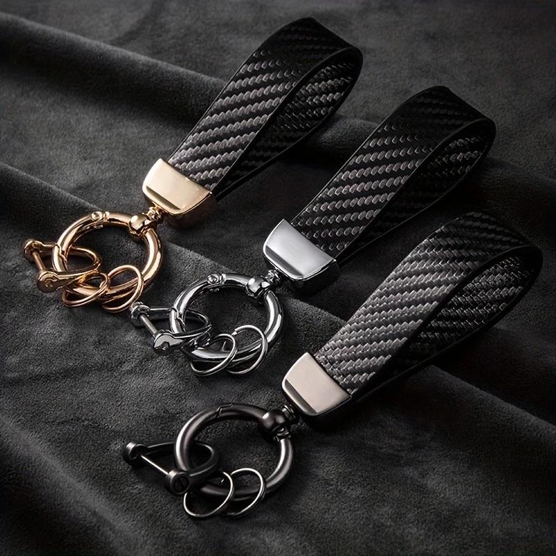 Car Keychain, Creative Minimalist Keychain Pendant, Business Car Remote Control Key Chain Ring, Hand Rope Bag Ornament, High-end Carbon Fiber Tape Hanging Buckle, Car Decor for Girls