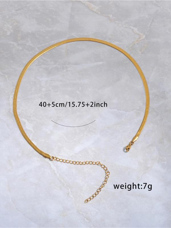 Simple Plain Stainless Steel Herringbone Chain Necklace, Fashion Jewelry for Party, Daily Clothing Decor, Trendy All-match & Exquisite Jewelry As Gift