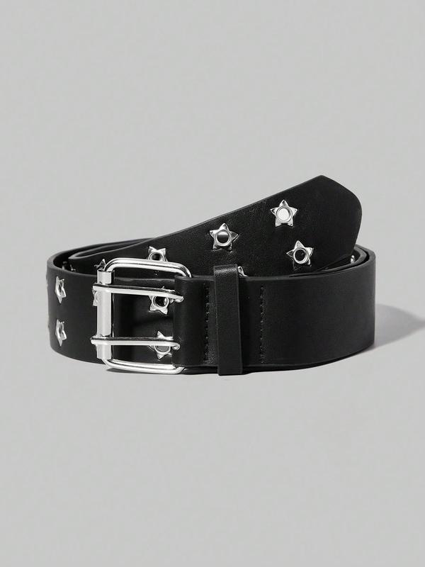 Fashion Star Decorated Pu Leather Belt for Women, Fashion All-match Punk Style Buckle Belt for Casual Outfits