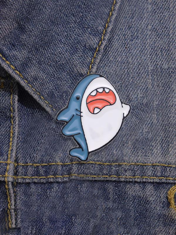 Cute Cartoon Shark Design Brooch Pin, Fashion Animal Shaped Clothes Brooch, All-match Clothes Accessories for Men & Women, Cartoon Enamel Pin Suitable for Backpack, Scarf