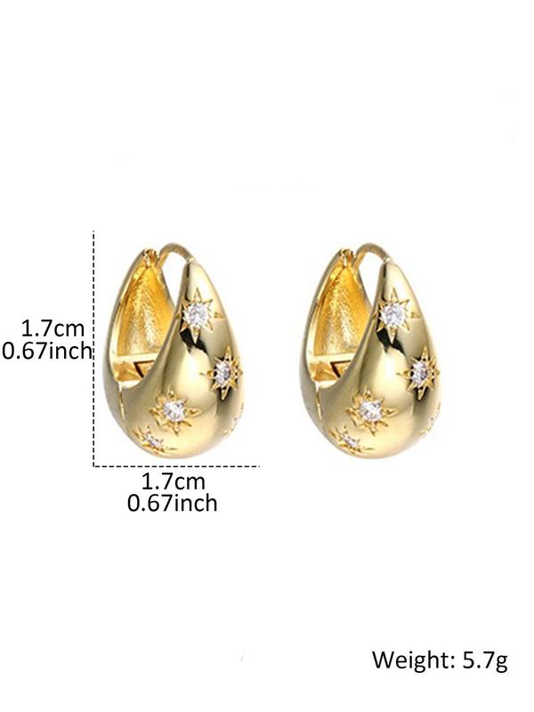 Women's Elegant Rhinestone Decorated Boat Shaped Hoop Earrings, Exquisite Trendy Hoop Earrings, Fashionable Jewelry for Party & Daily Decor