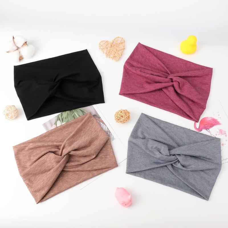 4 Pack Wide Headbands for Women Knotted Head Bands for Women's Hair Non Slip Boho Head Wraps Hair Accessories for Women