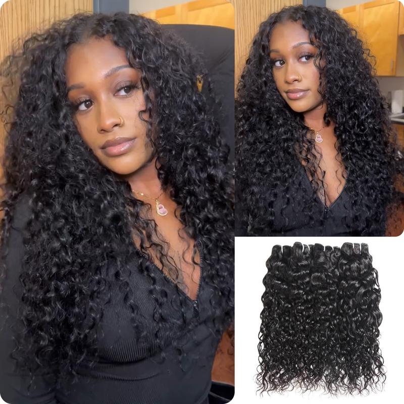 [Wequeen] Budget Friendly 10A Grade Brazilian Virgin 100% Human Hair Water Wave Quick Weave Sew in Glue in Viral Hair Bundles