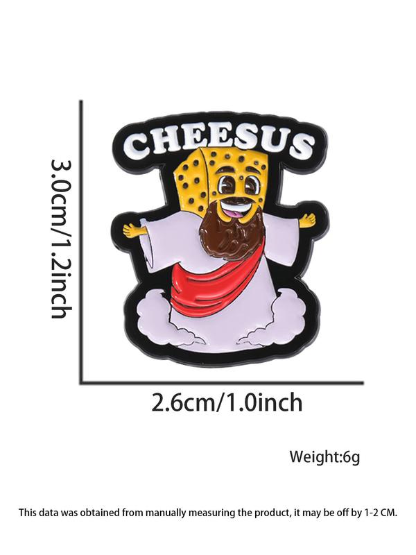 Cute Cheese & Jesus Design Brooch, Fashion Enameled Pin Brooch for Daily Clothing Decor, Trendy All-match & Exquisite Brooch for Birthday Gift