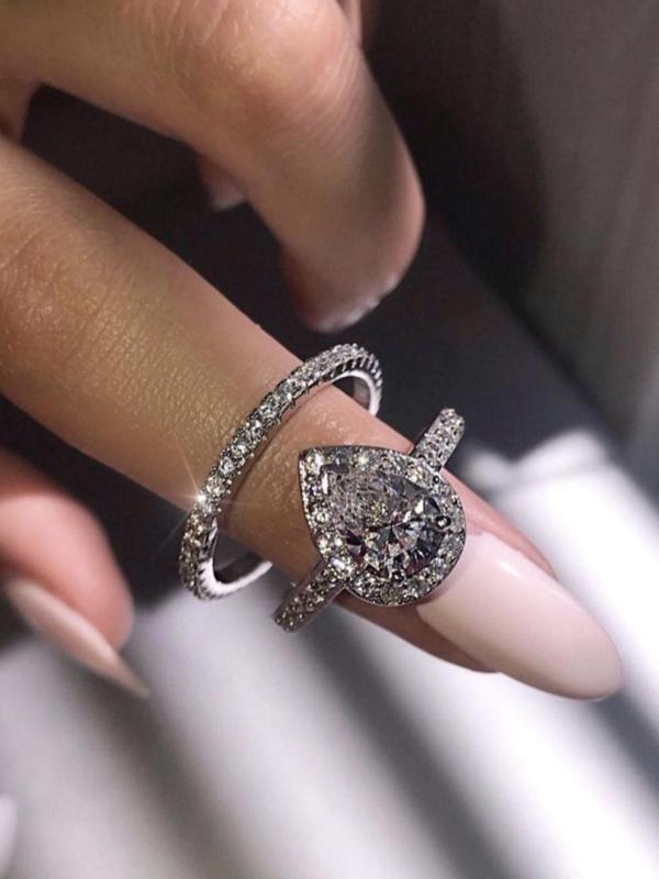 Elegant Rhinestone Decorated Ring, Fashion Jewelry for Women, Daily Clothing Decor, Trendy All-match & Exquisite Jewelry for Birthday Gift