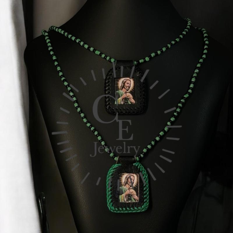 Handmade Saint Jude Scapulars in Green