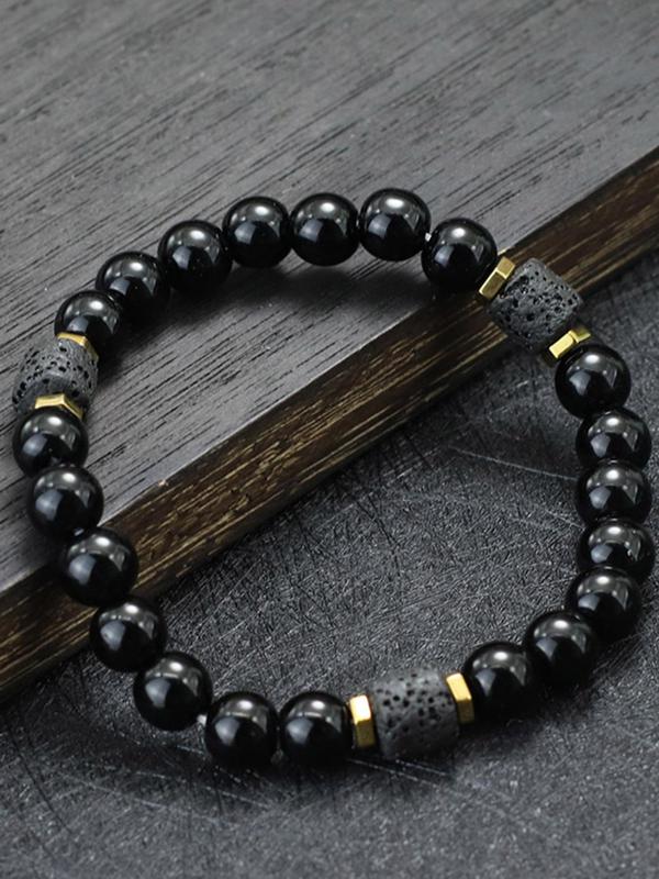 Men's Simple Style Beaded Bracelet, Fashion Matching Bracelet Jewelry for Party, Daily Clothing Decor, Trendy All-match & Exquisite Jewelry for Birthday Gift