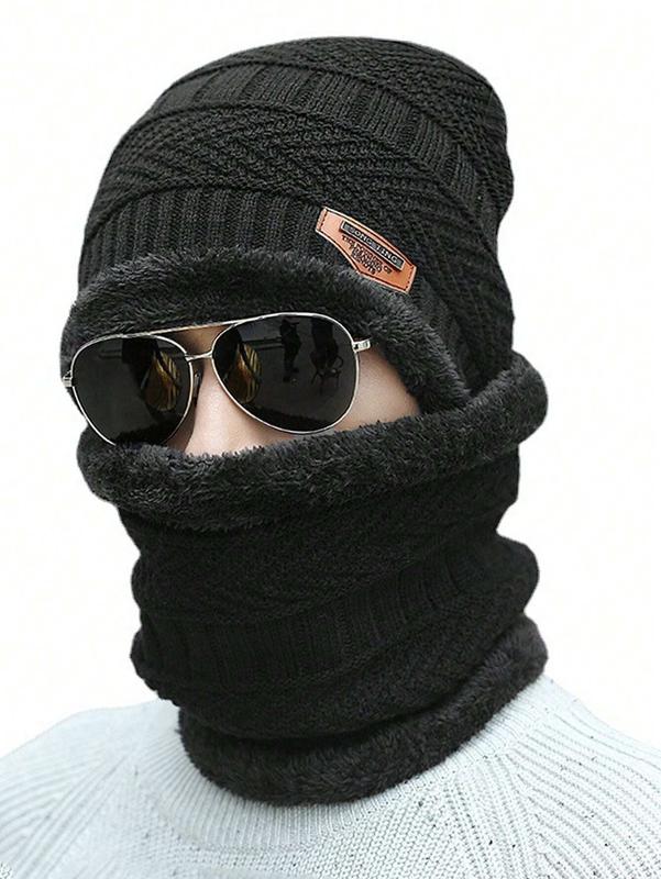 Winter Knit Beanie Hat Neck Warmer Scarf And Touch Screen Gloves Set Fleece Lined Skull Cap For Men Women Outdoor