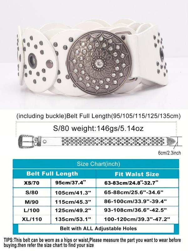 Women's Punk Style Rhinestone Decor PU Leather Belt, Trendy Exquisite Funky Belt, Fashionable Y2k Accessories for Party & Daily Clothing Decor