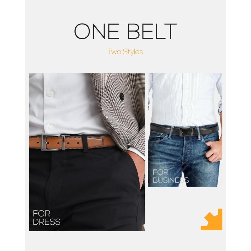 CHAOREN Leather Reversible Belt for Men - 1.25