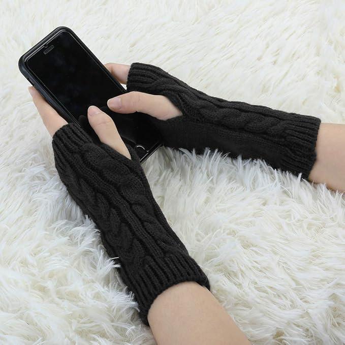 Knitted Half-finger Gloves for Women Casual Winter Warm Gloves Outdoor Sports Fingerless Gloves for Autumn and Winter Winter Outdoor Gym Accessories