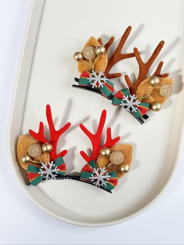 Cute Reindeer Antler Design Hair Clips, Christmas Themed Hair Accessories for Women & Girls, Fashion Hair Accessories for Party, Daily Clothing Decor