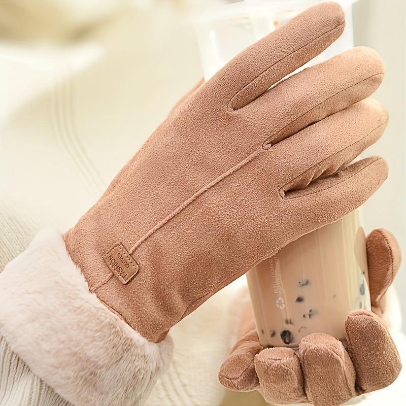 Women's Warm Winter Gloves with Plush Interior, 2 Counts Touch Screen Snow Thickened Cold Weather Sports Gloves