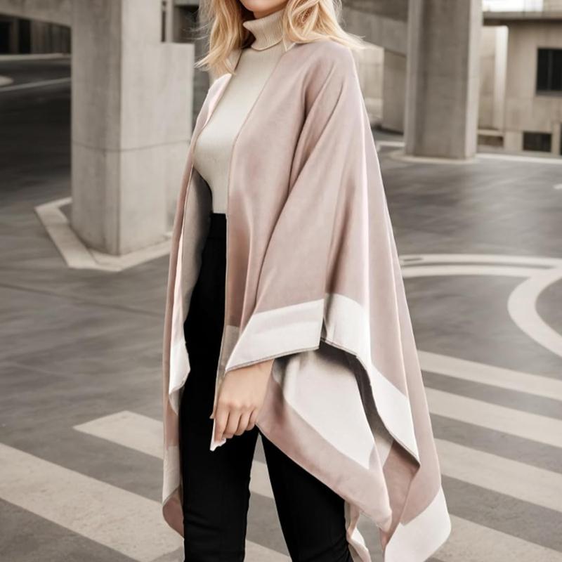 Autumn Winter women's fashion shawl Front open shawl sweater Casual cardigan shawl Poncho Warm running shawl