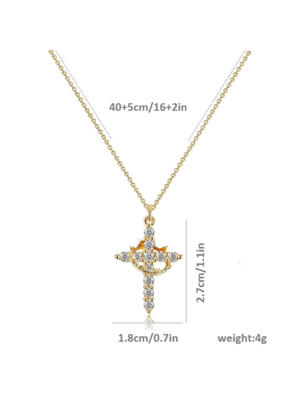 Women's Elegant Cross Crown Pendant Necklace, Fashion Jewelry for Party, Daily Clothing Decor, Trendy All-match & Exquisite Jewelry for Birthday Gift