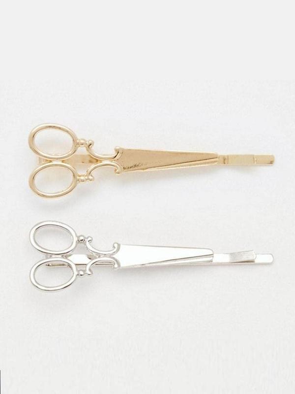 Cute Scissor Design Hair Clip (2pcs), Fashionable Hair Accessories for Women & Girls, Minimalist Headwear Suitable for Thick Hair