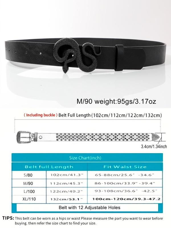 Y2K Fashionable Simple Snake Design Buckle Belt, PU Buckle Belt, Casual Waistband for Jeans Short Skirt