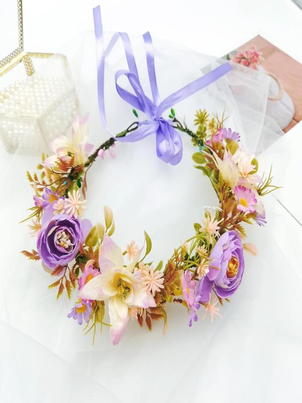 2024 New Style Flower Decorated Headband, Cute Bridal Headwear for Wedding Bridal Party Formal Occasions, Fashion Hair Accessories for Women & Girls