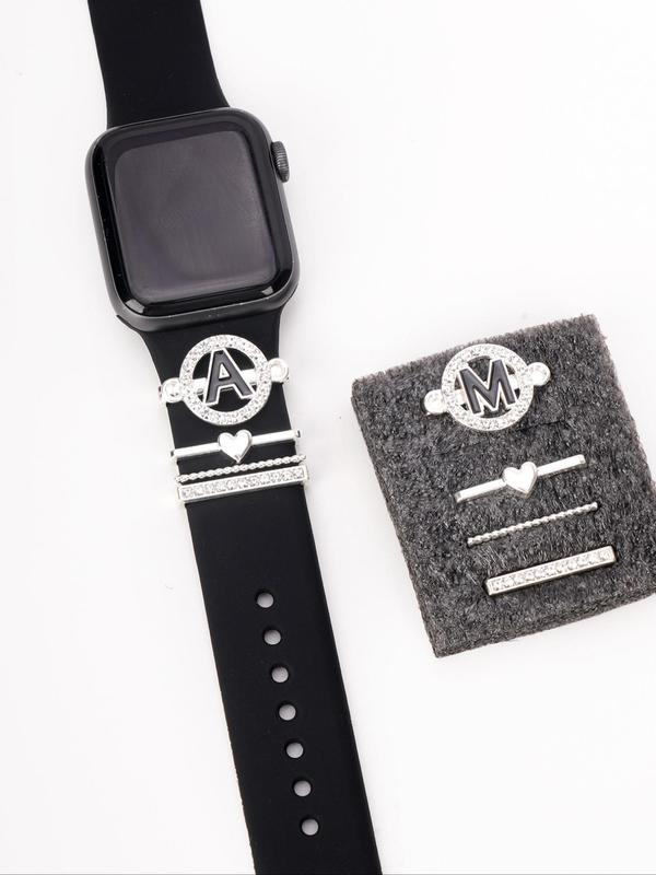 Fashion Letter Heart Watch Band Decorative, Rhinestone Decor Watch Strap Decor for Women & Men, Trendy All-match & Exquisite Watch Accessories for Birthday Gift