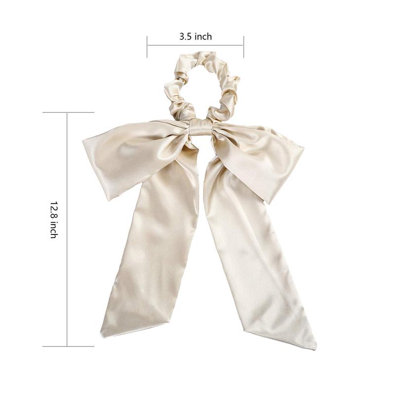 3-Piece Suit Satin Silk Like Hair Bow Scrunchies Solid Bow Hair Ties Scrunchy Bowknot Ponytail Holder for Women or Girls