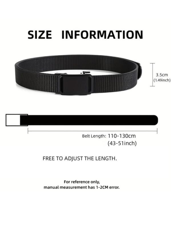 Men's Minimalist Casual Plain Color Nylon Tape Belt, 2024 New Style Fashionable Automatic Buckle Belt, Casual Outdoor Military Training Pants Belt for Men