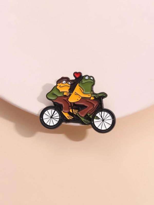 Cute Frog & Toad Design Brooch, Fashion Alloy Badge for Daily Clothing Decor, Trendy All-match & Exquisite Brooch for Birthday Gift